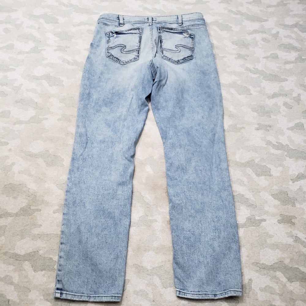 Silver Jeans Womens 32x31 Blue Elyse Straight Denim Light Wash Stretch - Picture 8 of 10